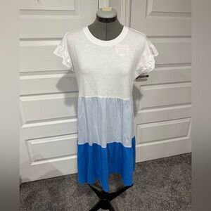 Jcrew White and Blue Colorblock Dress
